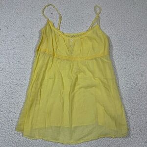Old Navy Sz M Yellow Y2K Babydoll Lace Trim Cami Tank Top 90s Preppy